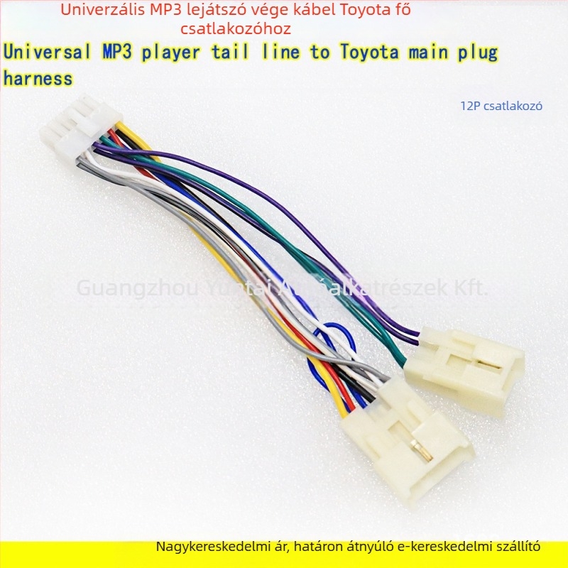 Univerzális MP3 USB 12-tűs kábelház ISO európai dugóval MP3 kártya behelyező gépekhez, réz, modell MP3-01