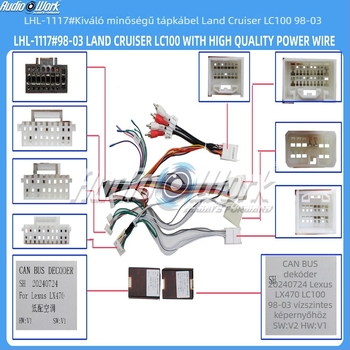 Android nagy kijelzős fejegység tápkábel – 12V, műanyag + fém, 1998–2003 Land Cruiser LC100