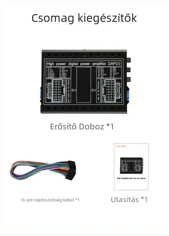 DSP autóhifi erősítő 4x60W, 12V, 92dB SNR, univerzális Android navigációhoz