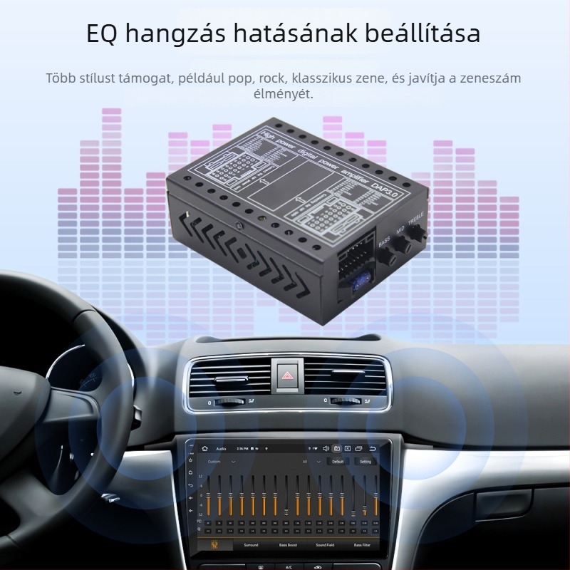 DSP autóhifi erősítő 4x60W, 12V, 92dB SNR, univerzális Android navigációhoz