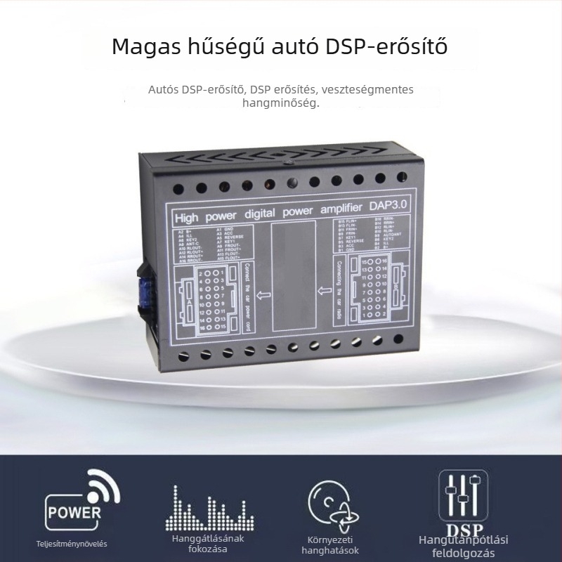 DSP autóhifi erősítő 4x60W, 12V, 92dB SNR, univerzális Android navigációhoz