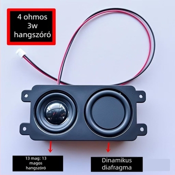4Ω mini teljes frekvenciájú autóhangszóró akusztikai házzal – Tömeg: 140 g; Anyag: ragasztó; Impedancia: 4Ω; Névleges teljesítmény: 3W; Feszültség: 5V