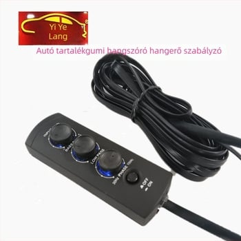 Autó tartalék kerékkel járó subwoofer távirányítós hangerőszabályzó, 12V, 300W, Line Control 010 modell, univerzális kompatibilitás, ABS ház