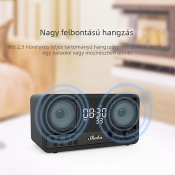Retro fából készített Bluetooth hangszóró FM rádióval, órával és ébresztővel