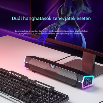 Asztali Bluetooth hangrendszer subwooferrel – 2 hangsugáró, 6W, Bluetooth 5.0, 100Hz–20kHz, SNR ≥60dB, IPX5