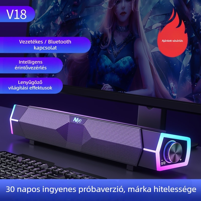 Asztali Bluetooth hangrendszer subwooferrel – 2 hangsugáró, 6W, Bluetooth 5.0, 100Hz–20kHz, SNR ≥60dB, IPX5