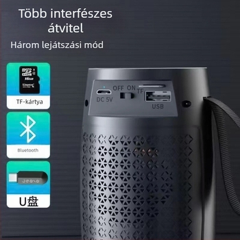 Beépített akkumulátorral ellátott Bluetooth hangszóró, 5W kimenet, Bluetooth 5.3, frekvencia-tartomány 100 Hz-20 kHz, vezeték nélküli hatótávolság akár 10 m