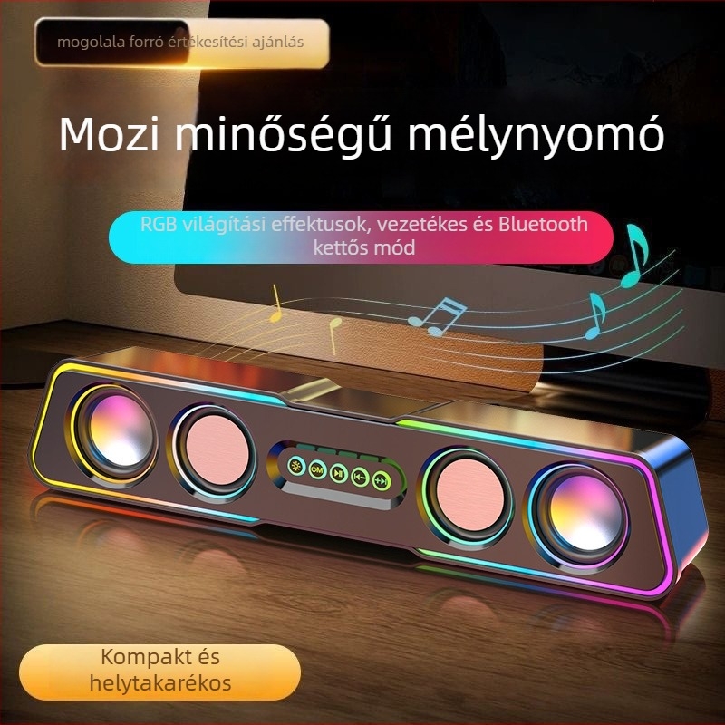 2.1-kanalos asztali PC hangszóró vezetékes subwooferrel, otthoni használatra