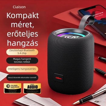 Kültéri hordozható vezeték nélküli Bluetooth hangszóró, vízálló hálós rács, mély basszusú szubwoofer, ritmikus hangulatvilágítás, memóriakártya bemenet, TWS hangzás