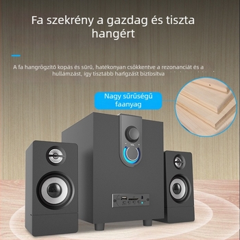 Faanyagú 2.1 multimédiás aktív Bluetooth számítógép hangszóró USB és 3,5 mm bemenettel, Bluetooth 5.0, 10W+3W×2