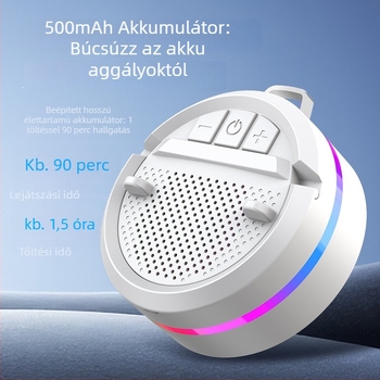 Hordozható Bluetooth hangszóró (Bluetooth 5.3, 60 Hz–15 kHz, SNR ≥75 dB, 500–800 mAh akkumulátor, 3 W)