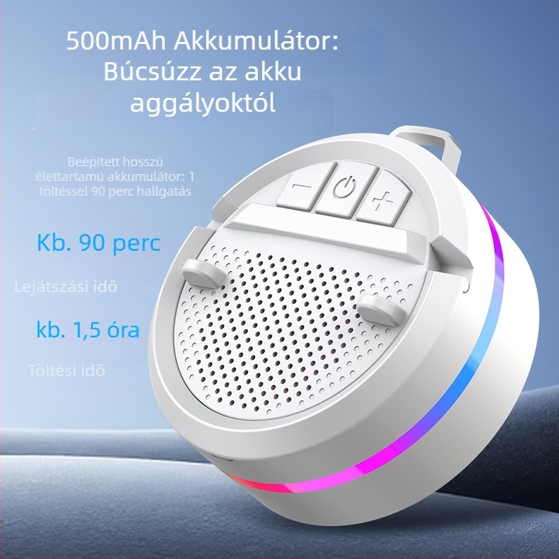 Hordozható Bluetooth hangszóró (Bluetooth 5.3, 60 Hz–15 kHz, SNR ≥75 dB, 500–800 mAh akkumulátor, 3 W)