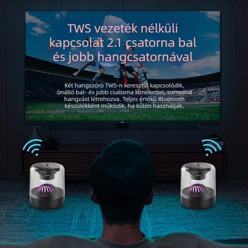 Vezeték nélküli Bluetooth hangszóró Hi‑Fi hangzással, Bluetooth 5.3, 3W kimenet, 100 Hz–20 kHz frekvenciatartomány, memóriakártyahely, beépített 500–800 mAh akkumulátor