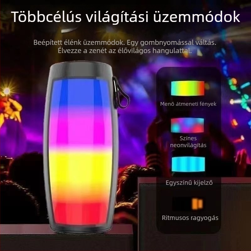 Bluetooth vezeték nélküli hangszóró USB és microSD-kártya bemenettel; IPX4 vízálló; 40Hz-20kHz; SNR ≥100dB; beépített 1200-2000 mAh akkumulátor