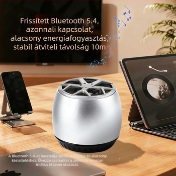 Hordozható Bluetooth fém hangszóró, 5. generációs, mély basszus, kiváló hangzás, kártyahely, Bluetooth 5.3, 5W, 100Hz–20kHz, 10 m hatótávolság