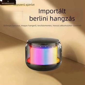 Bluetooth hangszóró környezeti fénnyel és intelligens vezérléssel, üveg mélynyomó, frekvencia-tartomány 40 Hz–20 kHz, SNR ≥100 dB