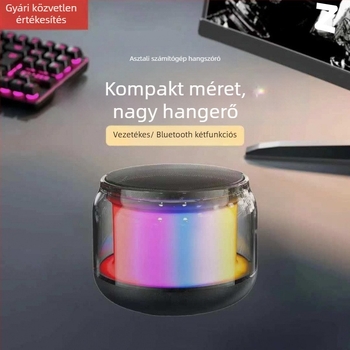 Bluetooth hangszóró környezeti fénnyel és intelligens vezérléssel, üveg mélynyomó, frekvencia-tartomány 40 Hz–20 kHz, SNR ≥100 dB