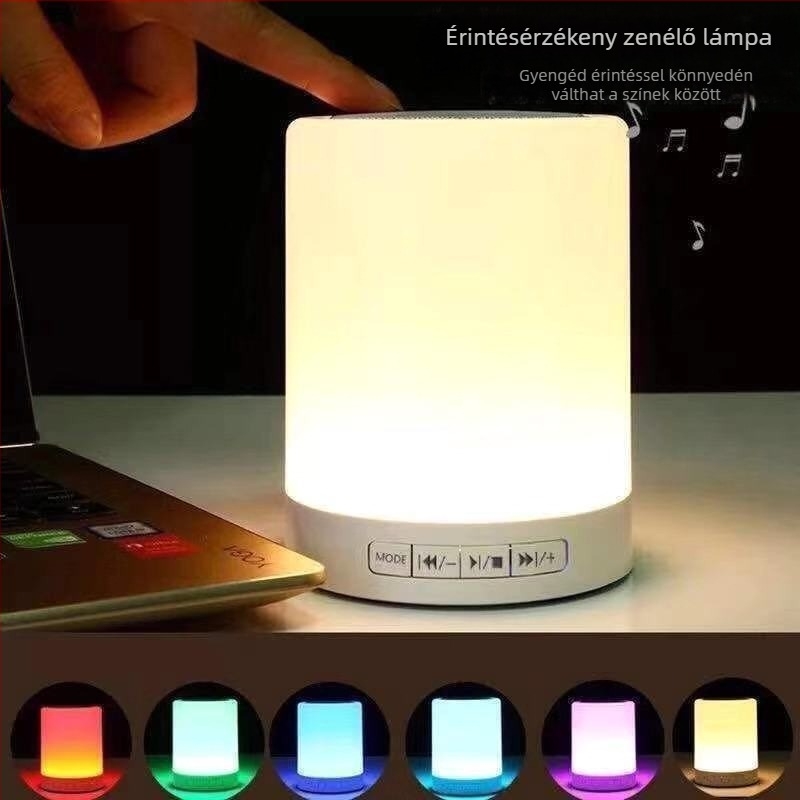 Bluetooth hangszóró érintéses éjjeli fény, kártyahely, színváltó LED világítás, hordozható mini hangszóró