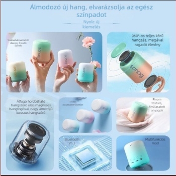 Senna X6S Bluetooth Hordozható Hangszóró Subwooferrel – 8W, 100 Hz–20 kHz, SNR ≥95 dB, Type-C tápegység, alumíniumötvözet váz