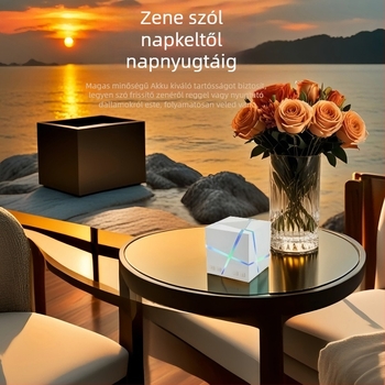 Bluetooth kocka hangszóró — 5W kimenet, beépített 500–800 mAh akkumulátor, Bluetooth 5.3, 100 Hz–20 kHz frekvencia-válasz, 10 m hatótávolság