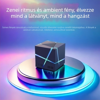 Bluetooth kocka hangszóró — 5W kimenet, beépített 500–800 mAh akkumulátor, Bluetooth 5.3, 100 Hz–20 kHz frekvencia-válasz, 10 m hatótávolság