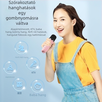 Minden egyben karaoke mikrofon és hangszóró – Bluetooth 5.3, IPX3 vízálló, 5W kimenet, Beépített 1000–1200 mAh akkumulátor