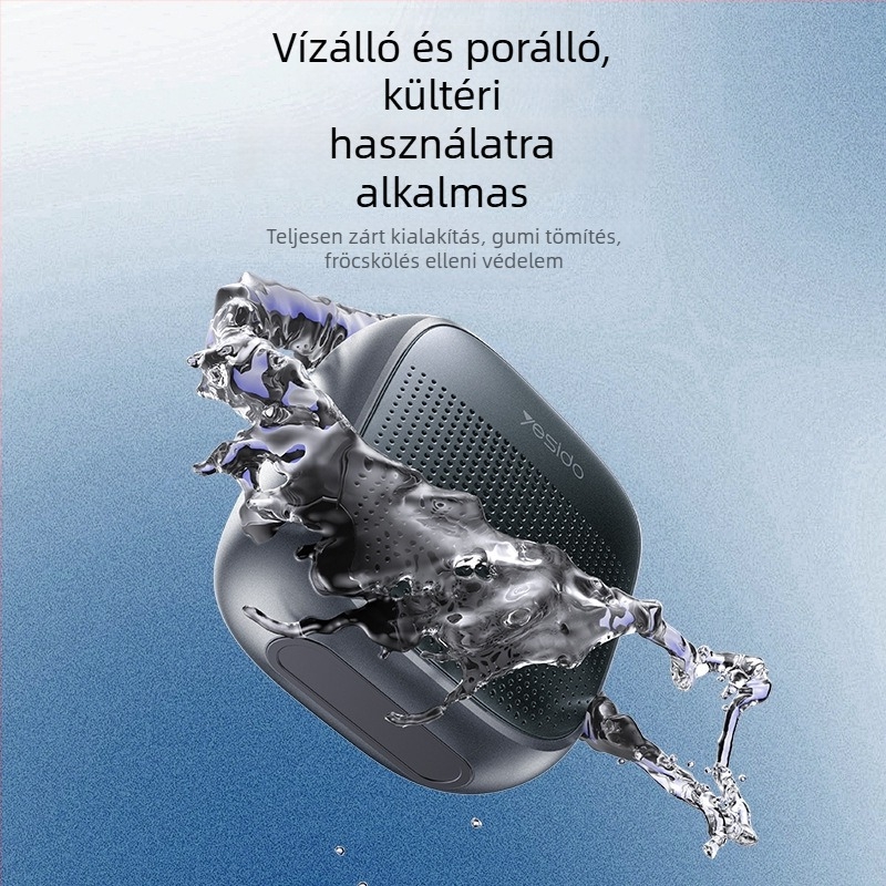Yesido Bluetooth hangszóró 52 mm meghajtóval, BT 5.3, frekvencia-tartomány 60 Hz–15 kHz, IPX2 vízálló, beépített 1000–1200 mAh akkumulátor