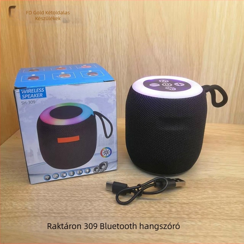 Bluetooth mini hordozható hangszóró kültéri használatra (IPX5 vízálló, 5W kimenet, Bluetooth 5.1, beépített akkumulátor, 100 Hz–20 kHz)