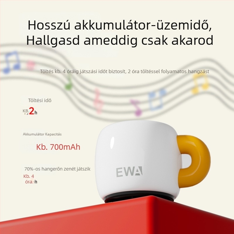 Vezeték nélküli Bluetooth hangszóró bögréhez — Kerámiabögre, Beépített akkumulátor, 5W teljesítmény, Bluetooth 5.3, Frekvenciatartomány 100Hz-18kHz