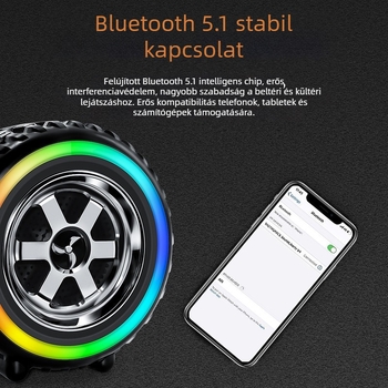 TF kártyahellyel ellátott hordozható Bluetooth hangszóró – 5W, beépített akkumulátor 1000–1200mAh, Bluetooth 5.3, frekvenciaválasz 100Hz–20kHz