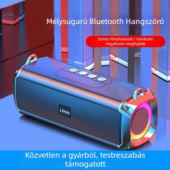 Hordozható vezeték nélküli Bluetooth hangszóró RGB világítással és pánttal, 2 hangszóró, 5W, Bluetooth 5.0, IPx3, beépített akkumulátor 1200–2000 mAh