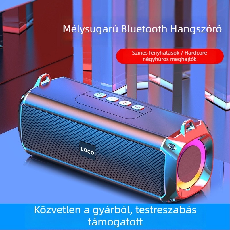 Hordozható vezeték nélküli Bluetooth hangszóró RGB világítással és pánttal, 2 hangszóró, 5W, Bluetooth 5.0, IPx3, beépített akkumulátor 1200–2000 mAh