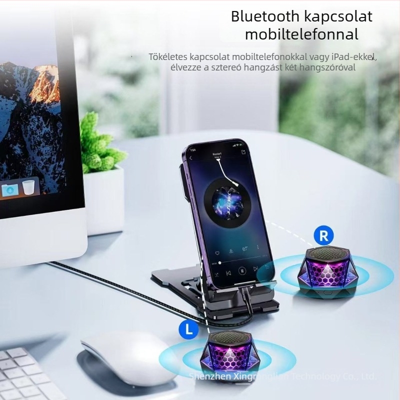 G300 Mágneses Bluetooth hangfal RGB világítással, Bluetooth 5.3, 5W kimenet, beépített akkumulátor 300–500mAh, frekvenciatartomány 20Hz–20kHz, SNR ≥85dB
