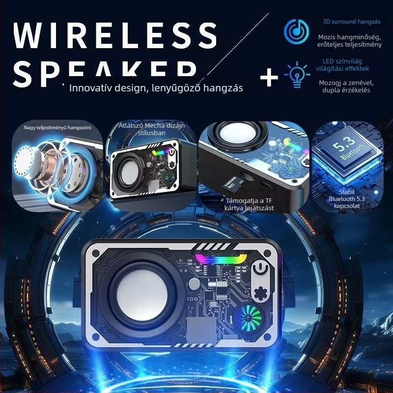 Bluetooth hangszóró Bluetooth 5.0, kettős meghajtó, IPX7 vízálló, beépített 1200–2000mAh akkumulátor, frekvencia-válasz 100Hz–20kHz