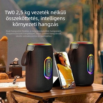 Kézben tartható Bluetooth hangszóró 2 hangszóróval, beépített akkumulátor 2000–4000 mAh, IPX4 vízálló, Bluetooth 5.0, 10 m hatótávolság