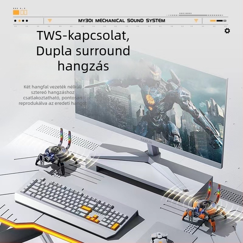 Bluetooth hangszóró subwooferrel, audiophile minőség, hordozható otthoni és kültéri használatra, Bluetooth 5.0, 30 Hz-15 kHz, IPX2, beépített akkumulátor 1200-2000 mAh, teljesítmény 5.2 W