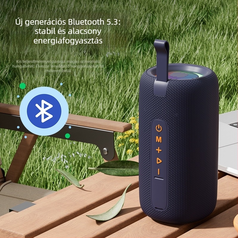 Kültéri hordozható Bluetooth hangszóró IPX7 vízálló, Bluetooth 5.3, 100 Hz-20 kHz frekvenciatartomány, SNR ≥70 dB, TF/USB/AUX/Bluetooth csatlakozás