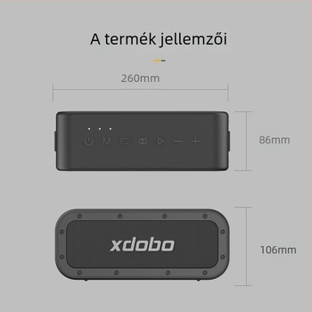 Xidobao xdobo1983PLUS Bluetooth hangszóró — Kültéri hordozható, 80W teljesítmény, IPX7 vízálló, beépített 6000mAh akkumulátor, Bluetooth 5.2