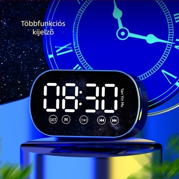 Bluetooth hangszóró ébresztővel, beépített akkumulátor 500-800 mAh, 10W, frekvencia-válasz 30 Hz-15 kHz, SNR < 60 dB