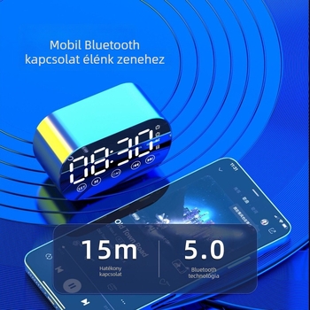 Bluetooth hangszóró ébresztővel, beépített akkumulátor 500-800 mAh, 10W, frekvencia-válasz 30 Hz-15 kHz, SNR < 60 dB