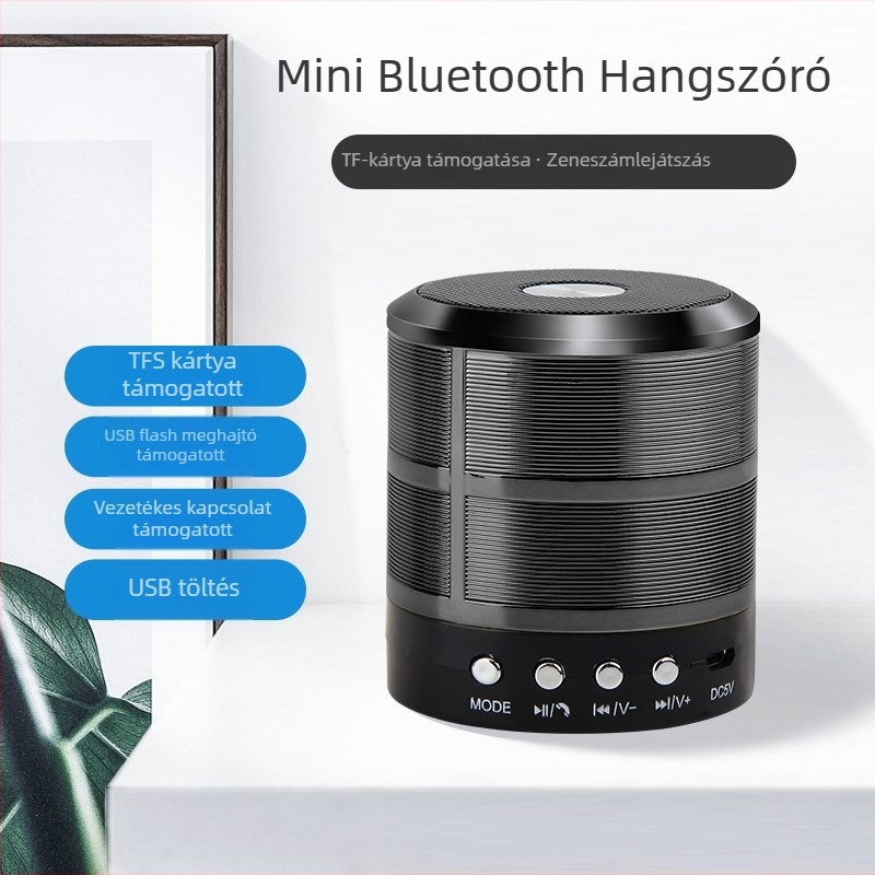 Fémes mini Bluetooth hangszóró kártya slottal | 3W | 100 Hz–20 kHz | IPX2 | Beépített akkumulátor 300–500 mAh