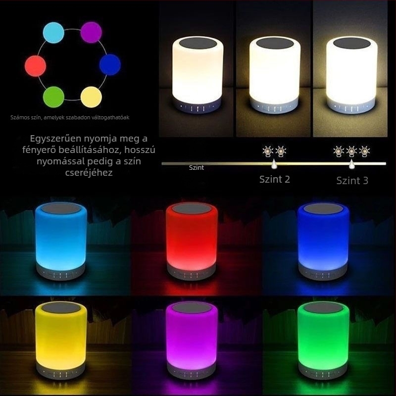 Mini Bluetooth hangszóró RGB éjszakai fénnyel (3W, Bluetooth 5.3, beépített akkumulátor, 60Hz-15kHz, SNR ≥70dB)
