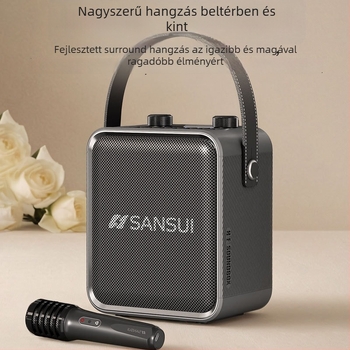 Kültéri karaoke Bluetooth hangszóró, IPX7 vízálló, beépített 6000mAh akkumulátor, 50W teljesítmény, Bluetooth 5.0