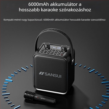 Kültéri karaoke Bluetooth hangszóró, IPX7 vízálló, beépített 6000mAh akkumulátor, 50W teljesítmény, Bluetooth 5.0