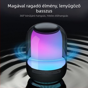 Asztalra szánt vezeték nélküli Bluetooth hangszóró ambient világítással, 8W, BT 5.3, 20 Hz–20 kHz, beépített akkumulátor 1200–2000 mAh