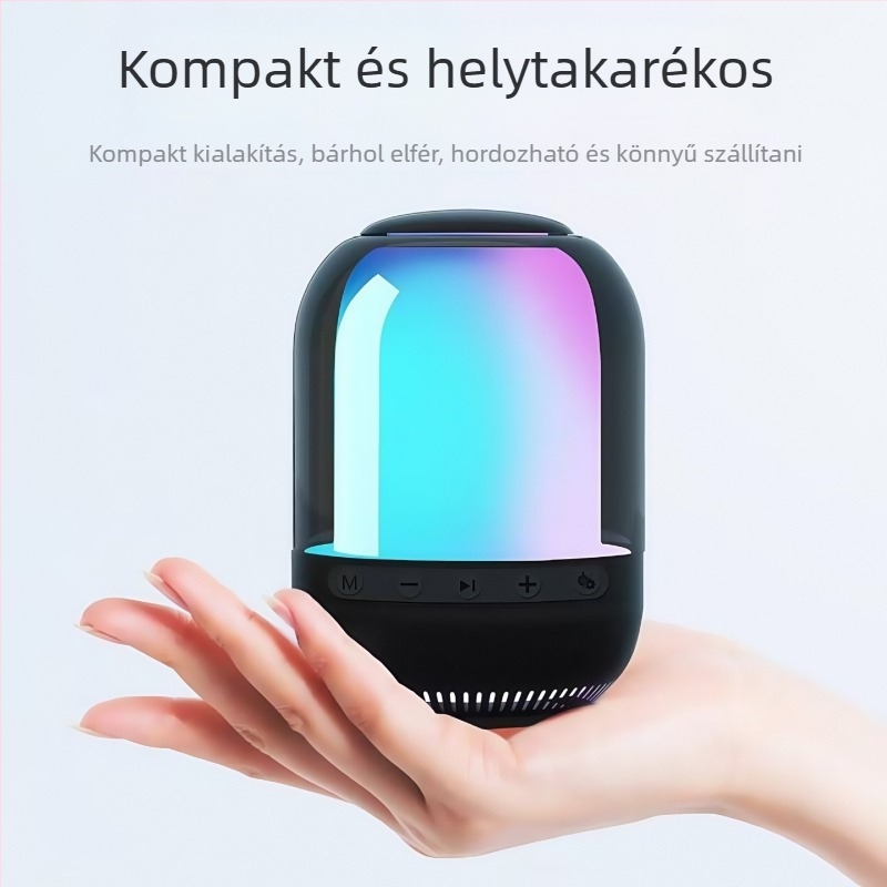Asztalra szánt vezeték nélküli Bluetooth hangszóró ambient világítással, 8W, BT 5.3, 20 Hz–20 kHz, beépített akkumulátor 1200–2000 mAh
