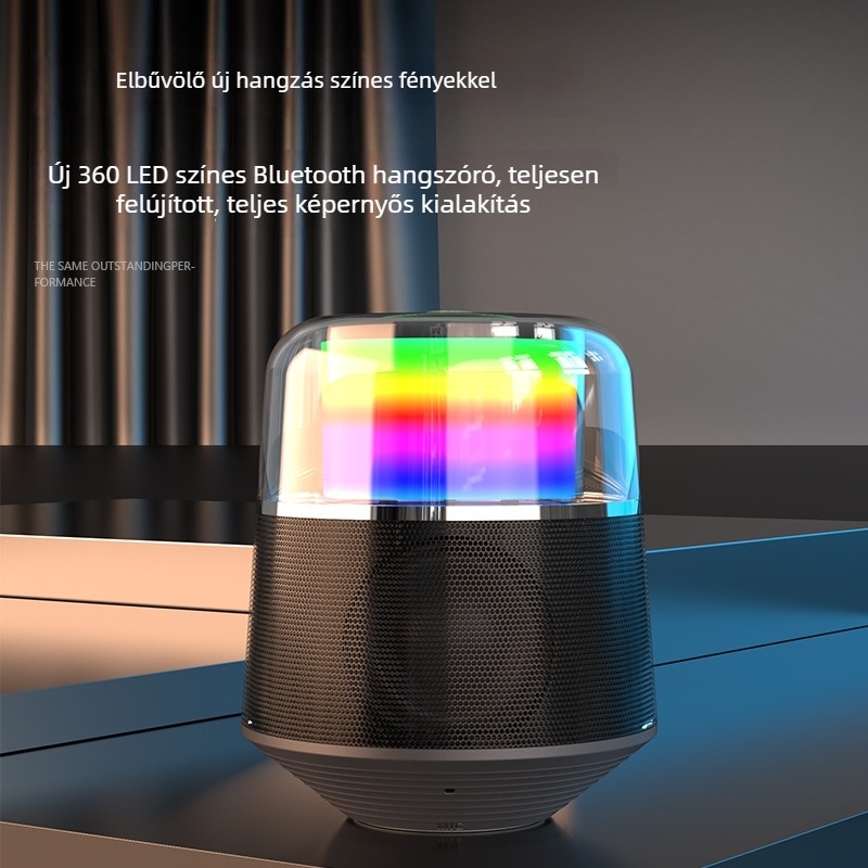 Bluetooth hangszóró RGB világítással, 5W teljesítmény, Bluetooth 5.0, 60Hz-15kHz hangfrekvencia, 8 órás lejátszás, USB interfész