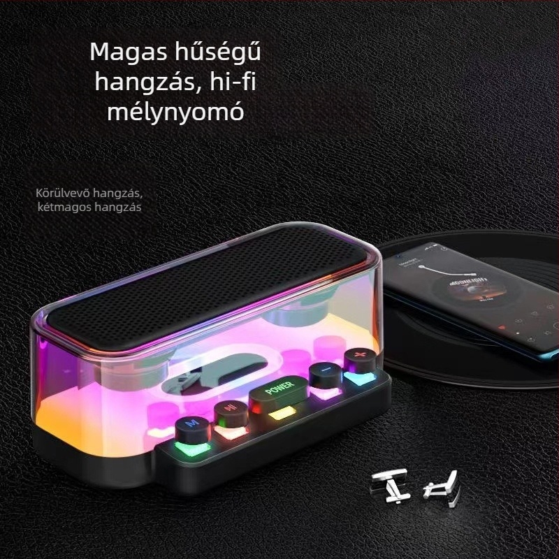 Mini Bluetooth hangszóró szubwooferrel - Bluetooth 5.0, beépített akkumulátor, 5W, 100Hz-20kHz, 10 m hatótávolság