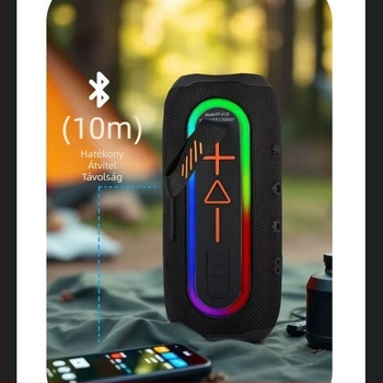 Bluetooth hangszóró subwooferrel és RGB világítással, Bluetooth 5.1, 2x8W, IPX6 vízálló, beépített akkumulátor 1200–2000mAh