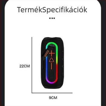 Bluetooth hangszóró subwooferrel és RGB világítással, Bluetooth 5.1, 2x8W, IPX6 vízálló, beépített akkumulátor 1200–2000mAh